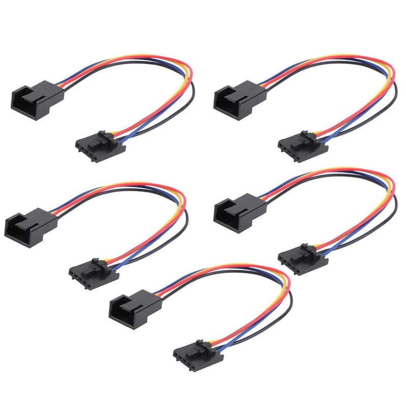 Wixine 5Pcs 5Pin to 4Pin Fan Connector Adapter Converter Extension Cable Wire - Image 1